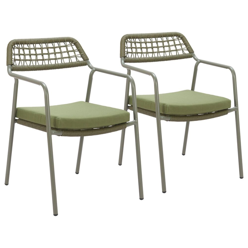 Zuo Modern Rio Outdoor Dining Chair in Green (Set of 2), , large