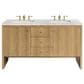 James Martin Vanities Hudson 60" Double Bathroom Vanity in Light Natural Oak with 3 cm Eternal Jasmine Pearl Quartz Top and Rectangular Sinks, , large