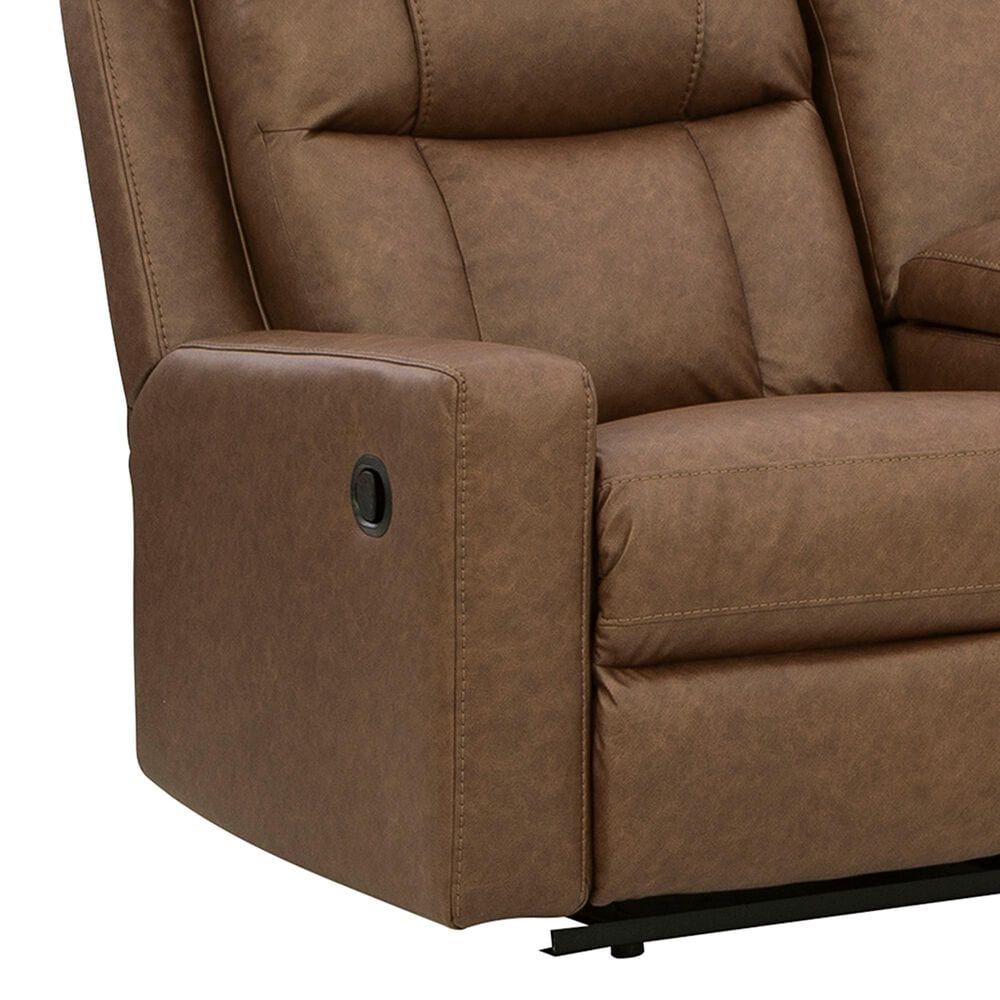 Ashley Mackmenville Manual Double Reclining Loveseat with Console in Caramel, , large