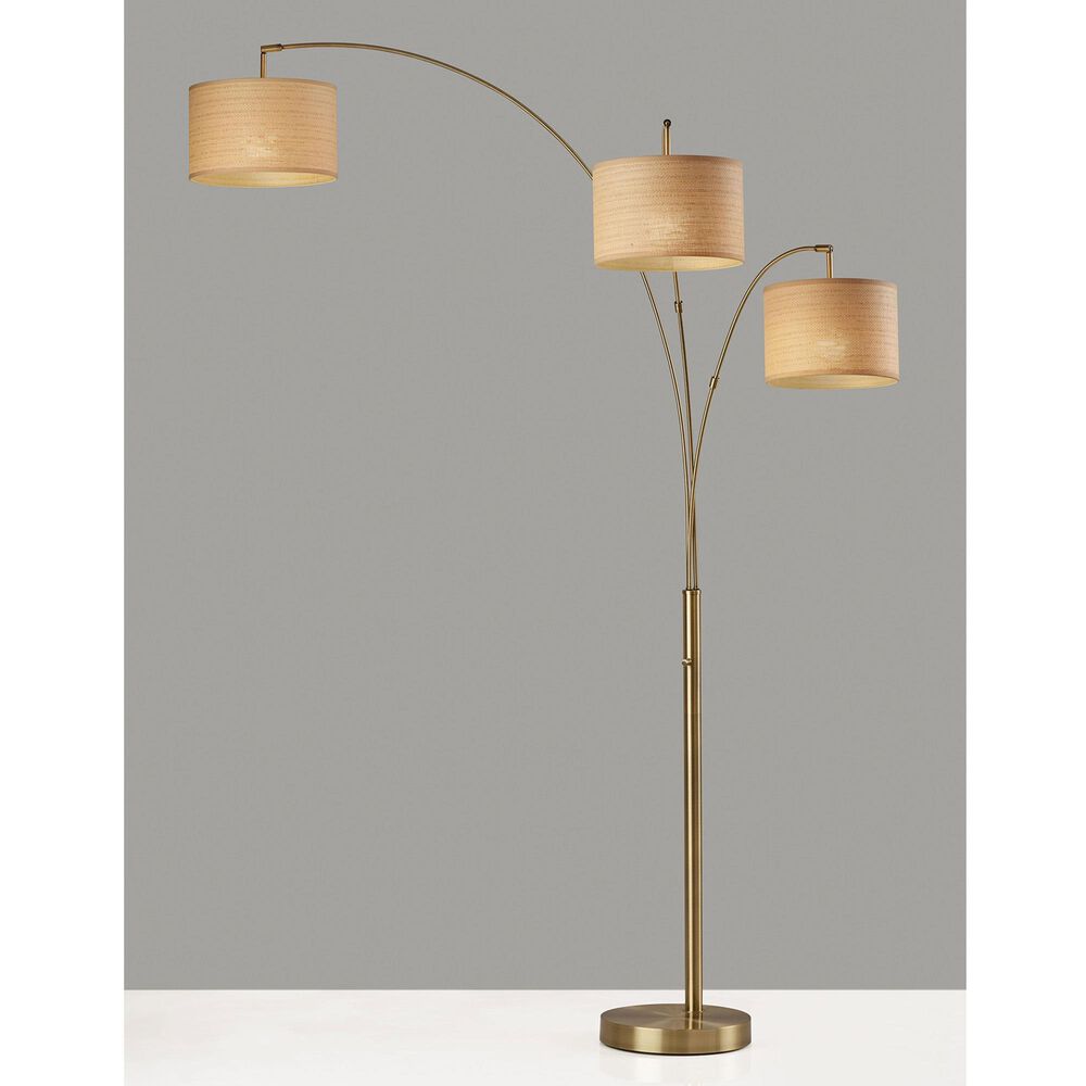 Adesso Bowery 3-Arm Arc Lamp and Shades in Antique Brass, , large