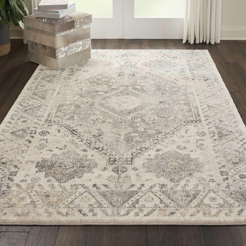 Nourison Fusion FSS11 5&#39;4&quot; x 7&#39;4&quot; Cream and Grey Area Rug, , large