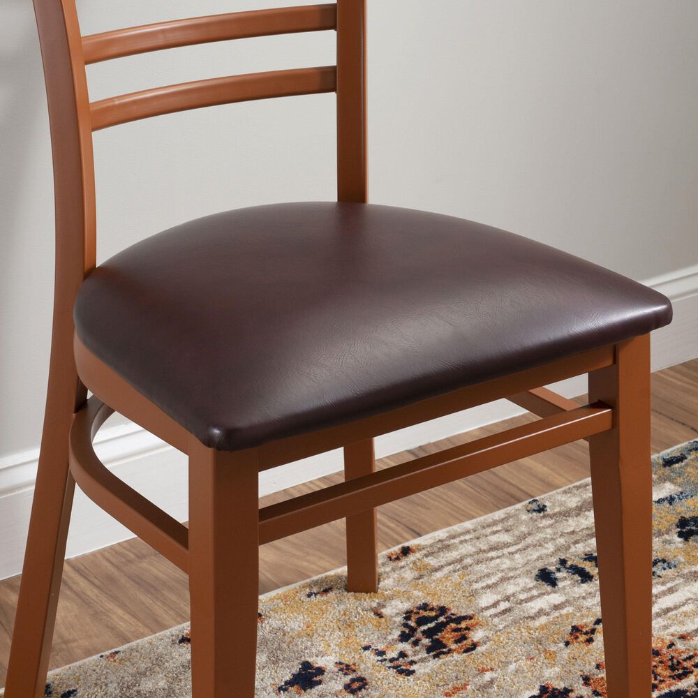 Linon Home Decor Baxter Side Chair with Burgundy Faux Leather Cushion in Dark Honey (Set of 2), , large