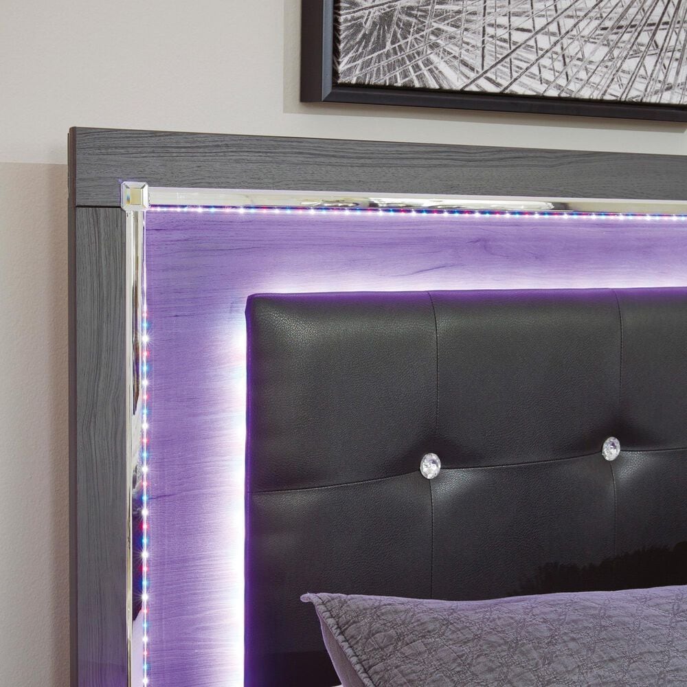 Ashley Lodanna King Panel Bed with 2 Storage Drawers in Gray, , large