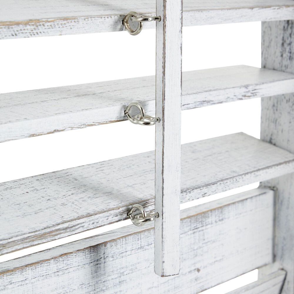 Maple and Jade 3-Panel Shutter Top Partition Room Divider Screen in Washed White and Gray, , large