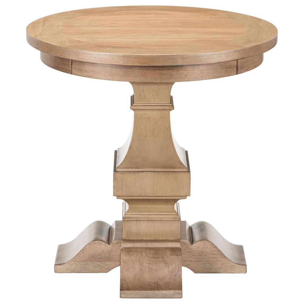 Belle Furnishings Haven Hills Round End Table in Camel Beige, , large