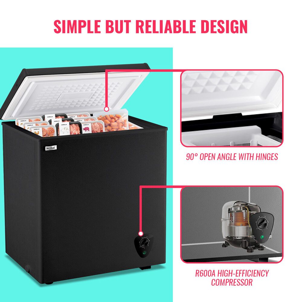 HOMLUX 5 Cu. Ft. Chest Freezer with Adjustable Thermostat in Black, , large