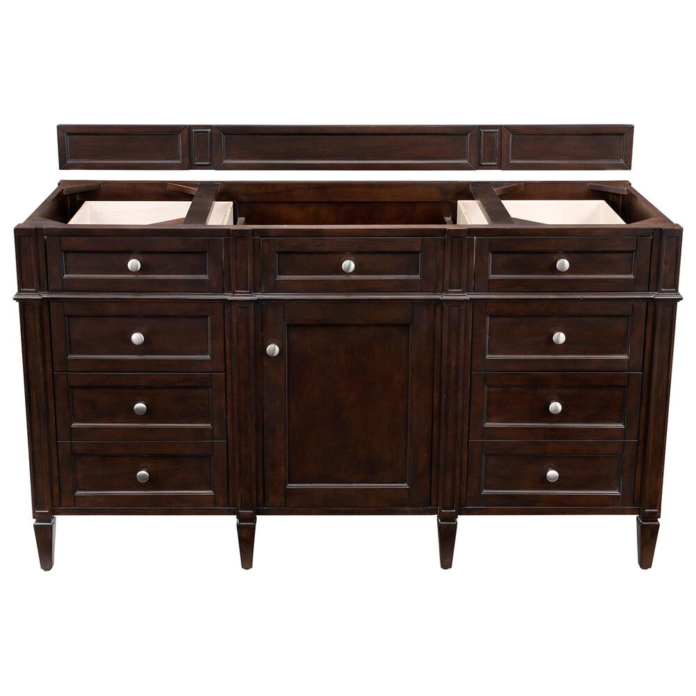 James Martin Vanities Brittany 60&quot; Single Bathroom Vanity in Burnished Mahogany with 3 cm Victorian Silver Quartz Top and Rectangular Sink, , large
