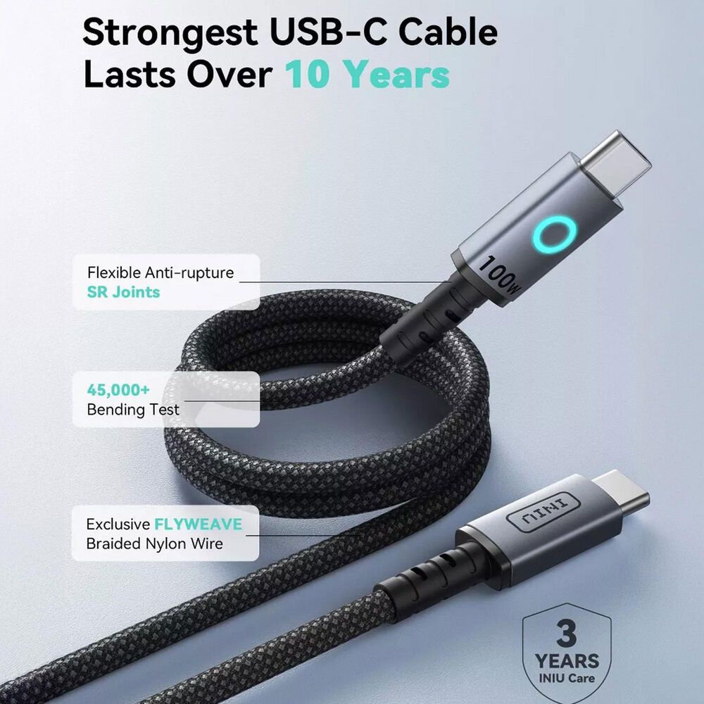 INUI Leopard 100W Magnetic Fast Charging Cable in Black, , large