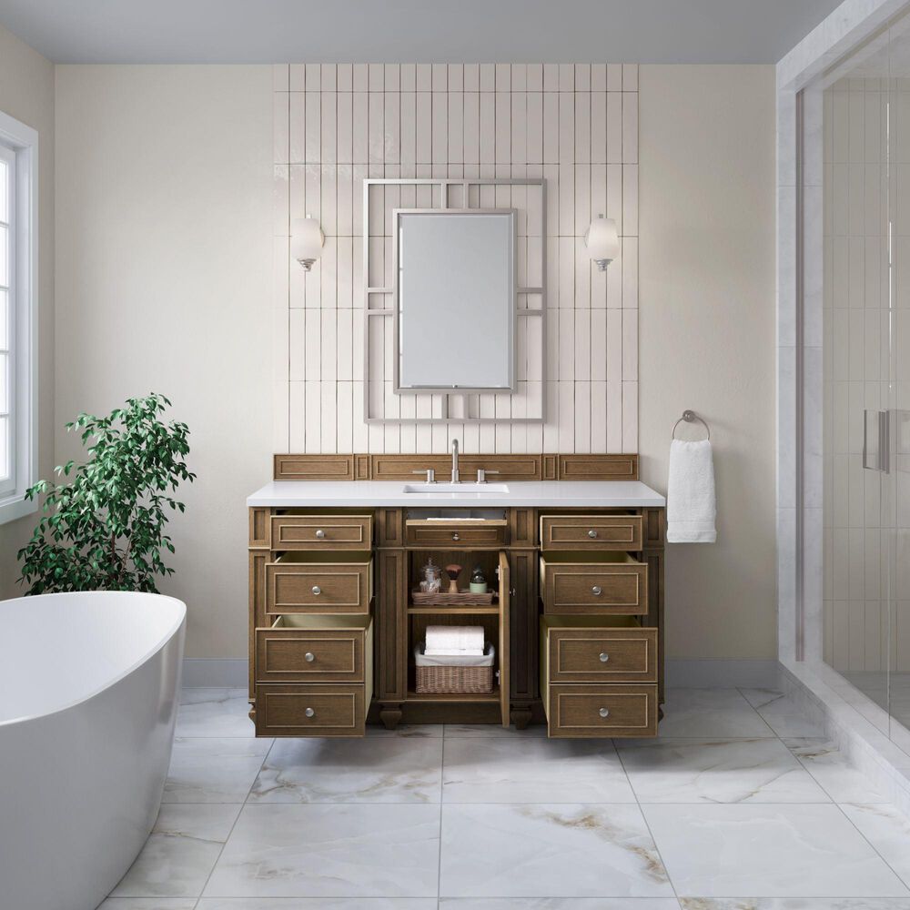 James Martin Bristol 60" Single Bathroom Vanity Cabinet in Saddle Brown, , large