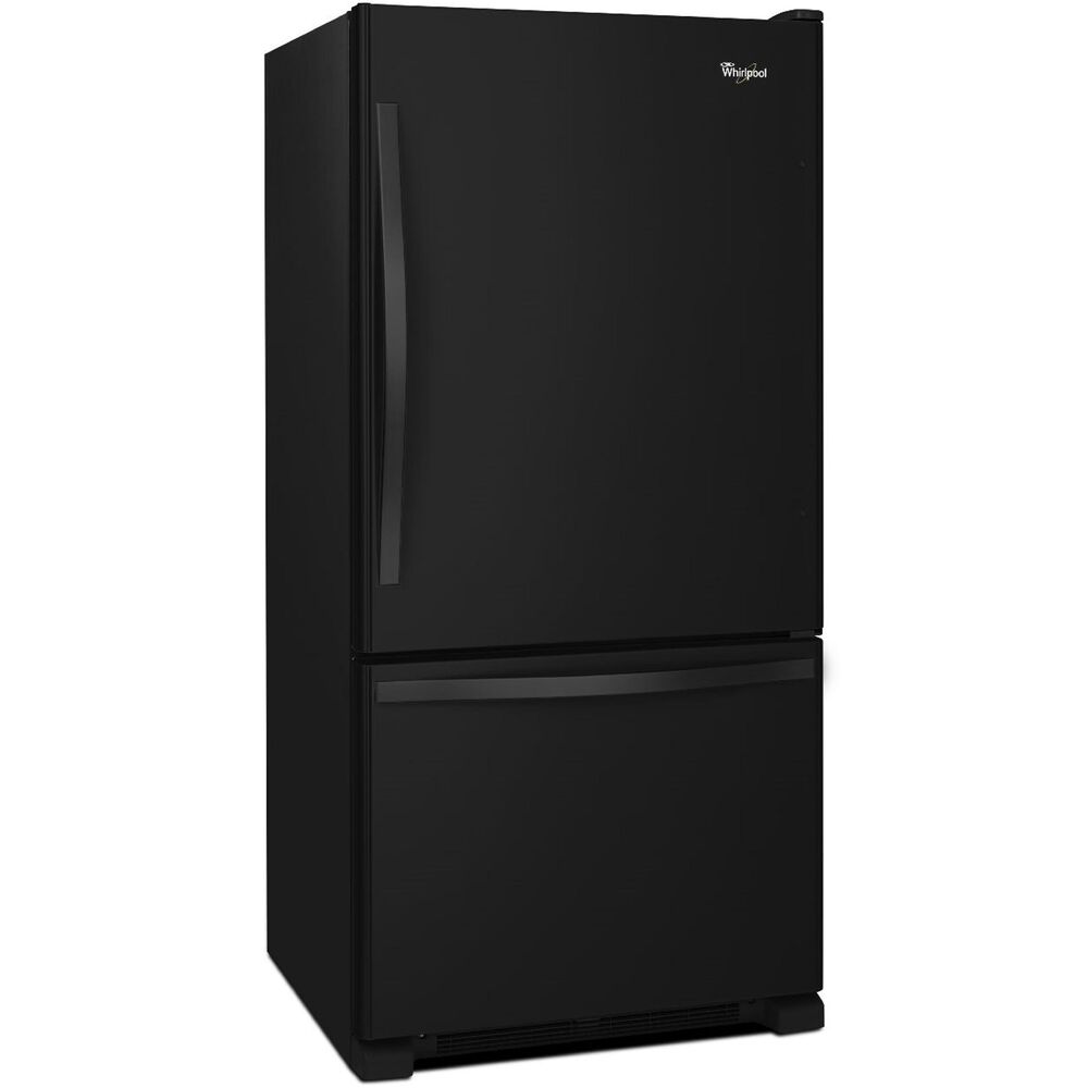 Whirlpool 19 Cu. Ft. Bottom-Freezer Refrigerator with SpillGuard Glass Shelves in Black, , large