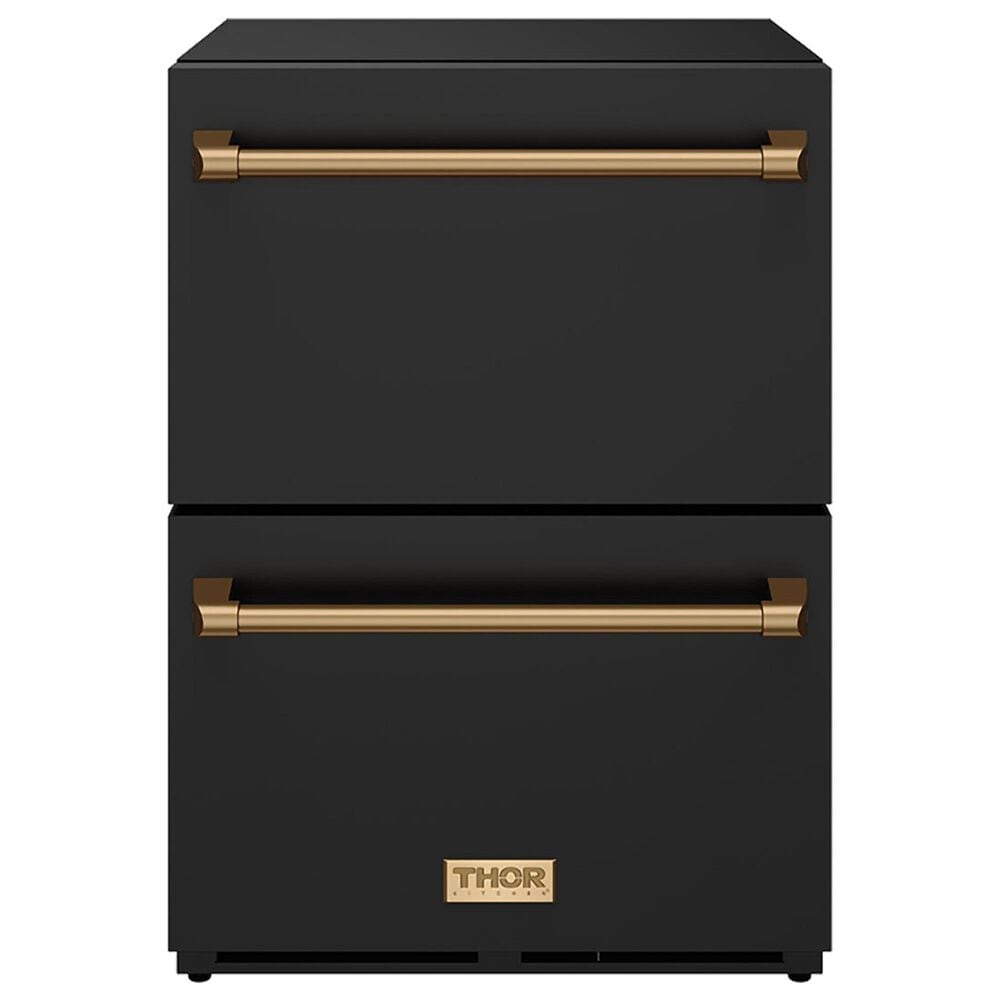 Thor Kitchen Gordon Ramsay 5.4 Cu. Ft. Undercounter Drawer Refrigerator with Bronze Handle Kit in Black, , large