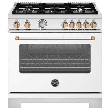 Bertazzoni Master Series 36" All Gas Range in Bianco Matte and Gold, , large