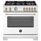 Bertazzoni Master Series 36" All Gas Range in Bianco Matte and Gold, , large