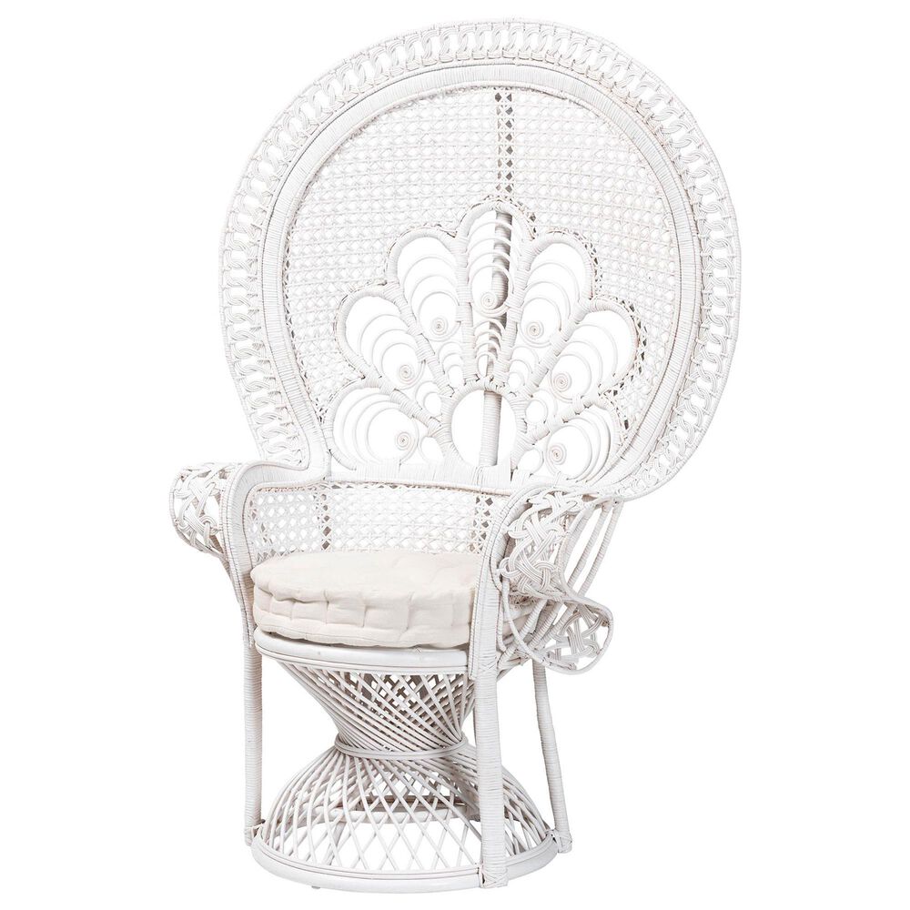 Baxton Studio Ediva Patio Accent Chair in White, , large