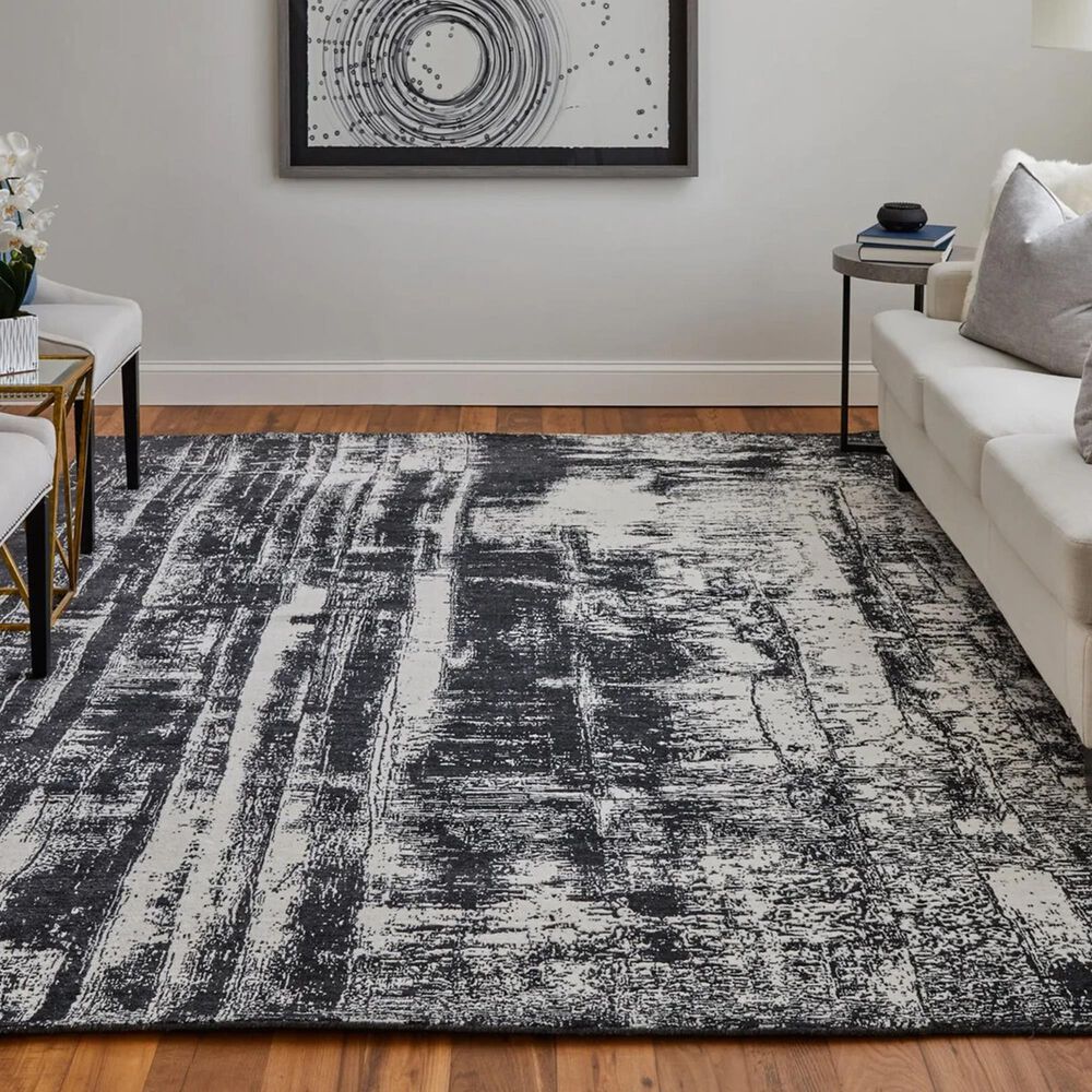 Feizy Coda 8929F 3&#39;6&quot; x 5&#39;6&quot; Black and White Area Rug, , large