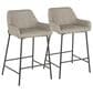 LumiSource Daniella 24" Counter Stool with Grey Upholstery in Black (Set of 2), , large