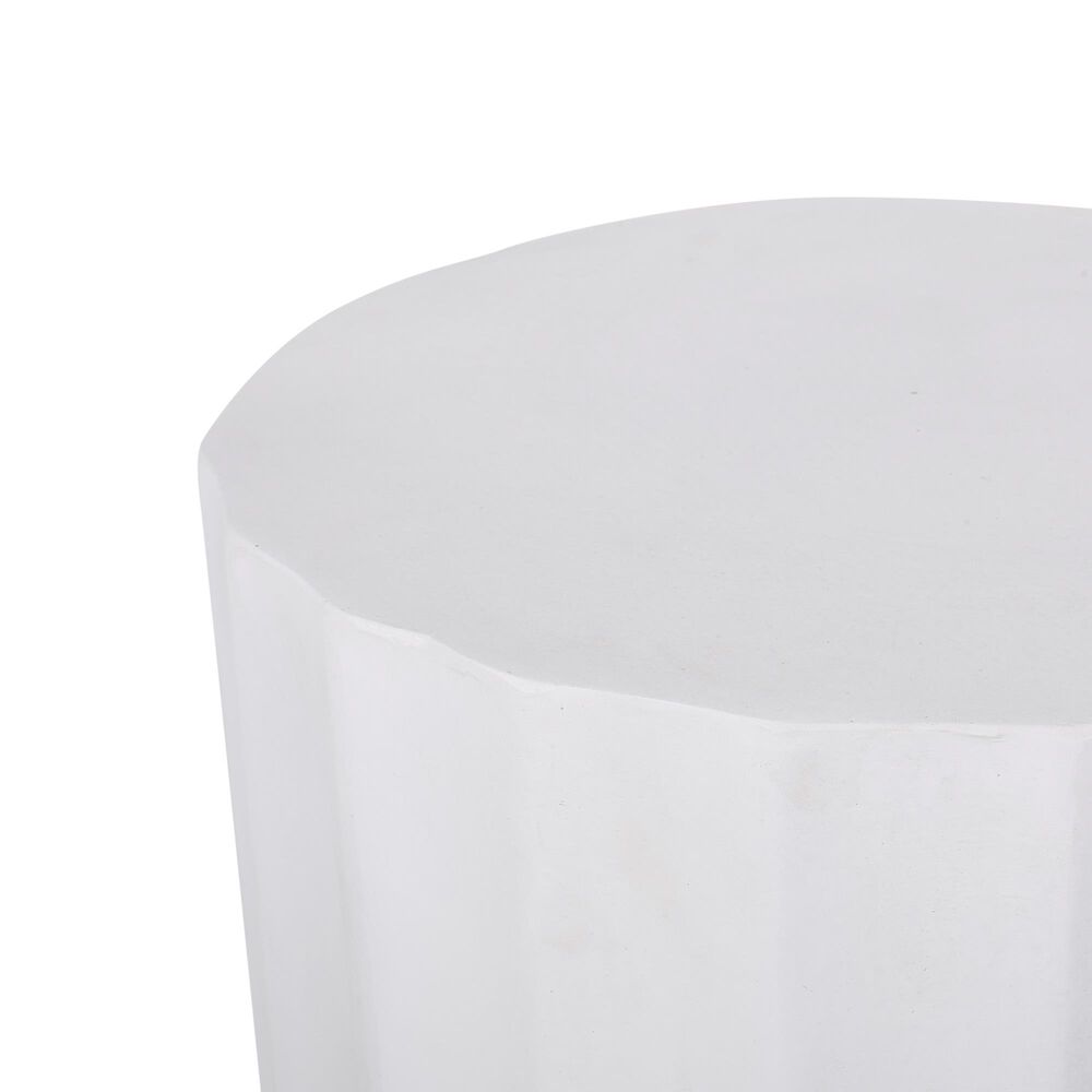 Hearth and Haven Outdoor Round End Table with Inverted Scallop Edge in Antique White, , large