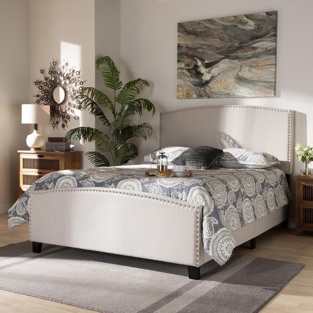 Baxton Studio Morgan King Bed with Beige Upholstered in Black, , large