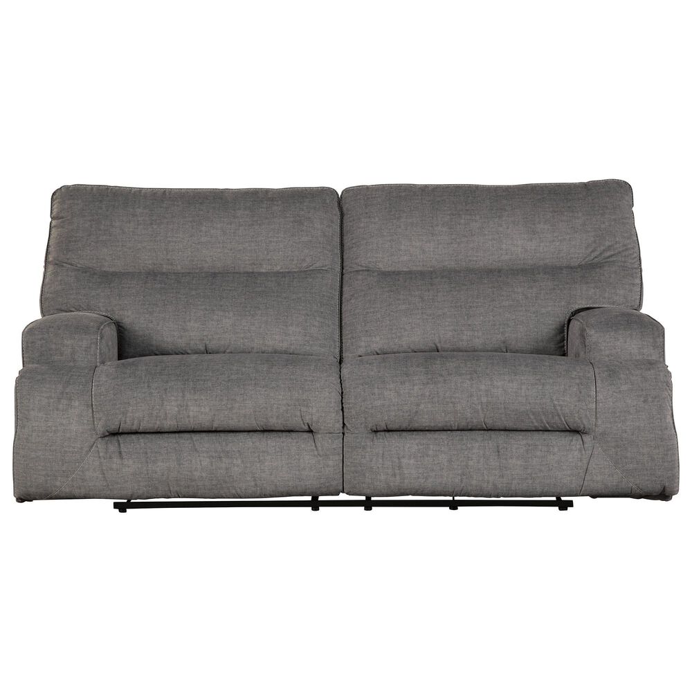 Benchcraft Coombs 2 Seat Manual Reclining Sofa in Charcoal, , large