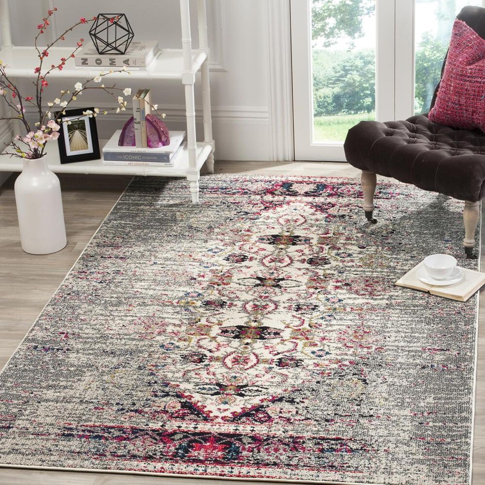 Safavieh Monaco MNC209T-3 3" x 5" Grey/Ivory Area Rug, , large