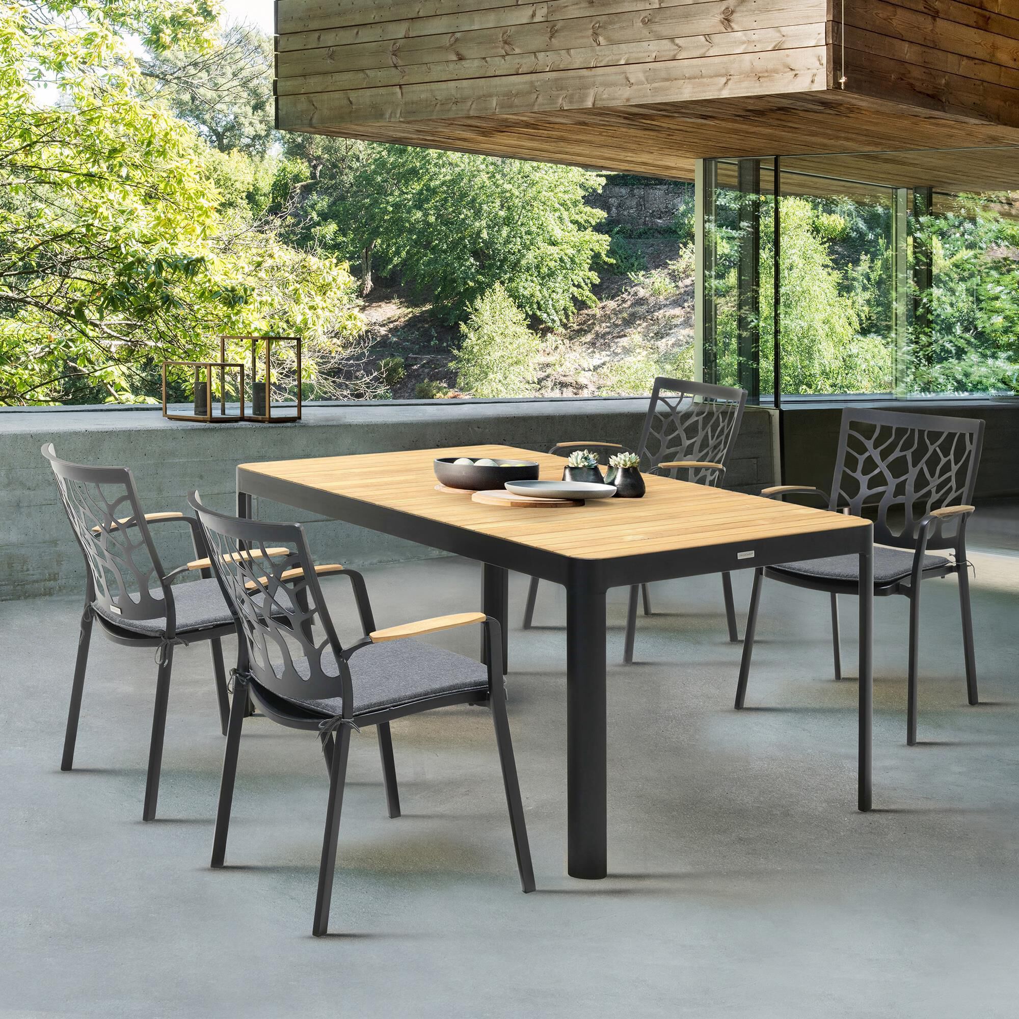 Blue River Portals Patio Dining Table in Black Teak NFM