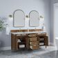 James Martin Brittany 72" Double Bathroom Vanity in Pecan with 3 cm Carrara Marble Top and Rectangular Sinks, , large