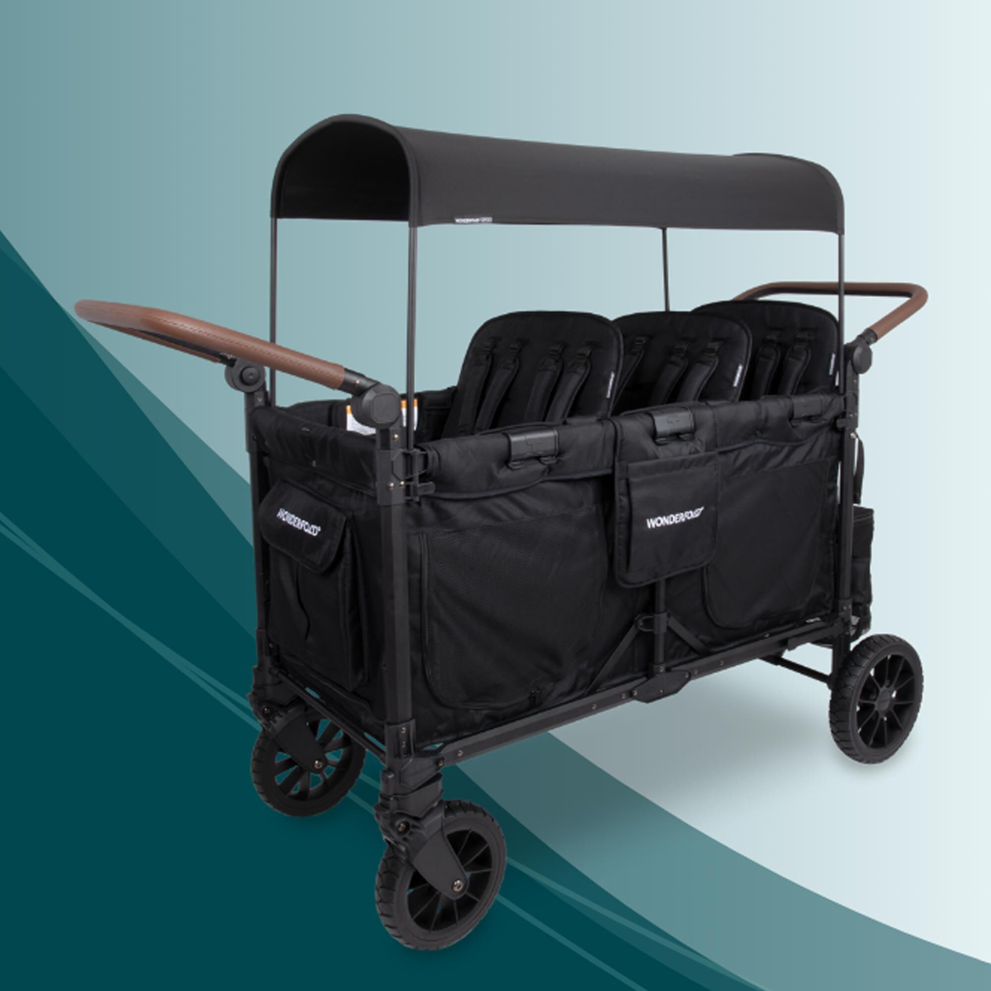 Wonderfold Elite Pro 2-Seater Stroller Wagon in Jet Black