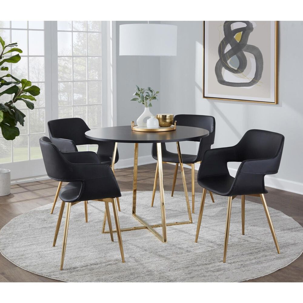 LumiSource Cosmo Round Dining Table in Gold and Black - Table Only, , large