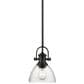 Golden Lighting Hines 1-Light Mini Pendant with Seeded Glass Shade in Matte Black, , large