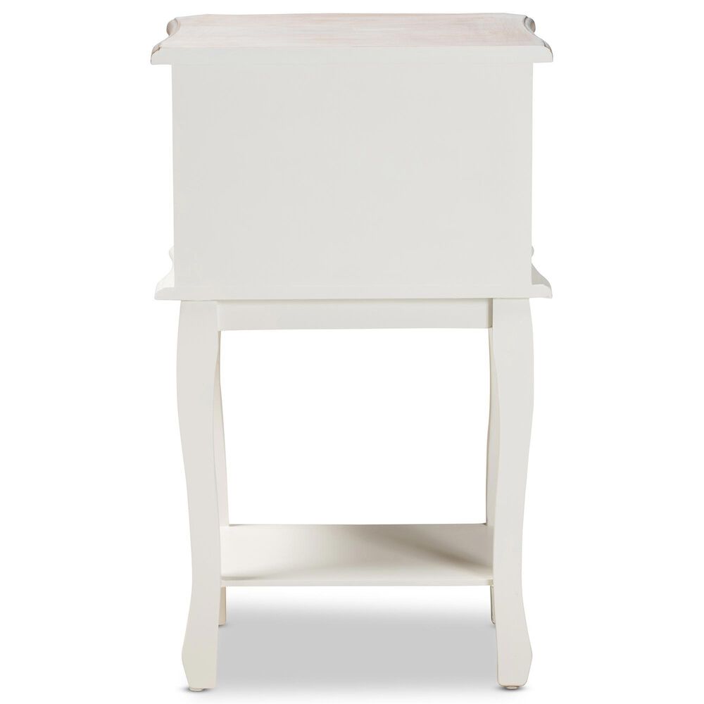 Baxton Studio Amalie 2-Drawer End Table in White and Oak, , large
