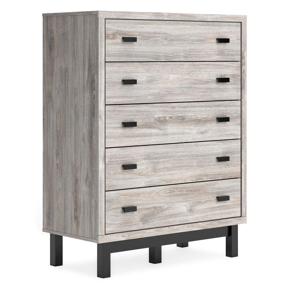 Ashley Vessalli 5-Drawer Chest in Light Gray and Matte Black, , large