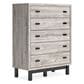 Ashley Vessalli 5-Drawer Chest in Light Gray and Matte Black, , large