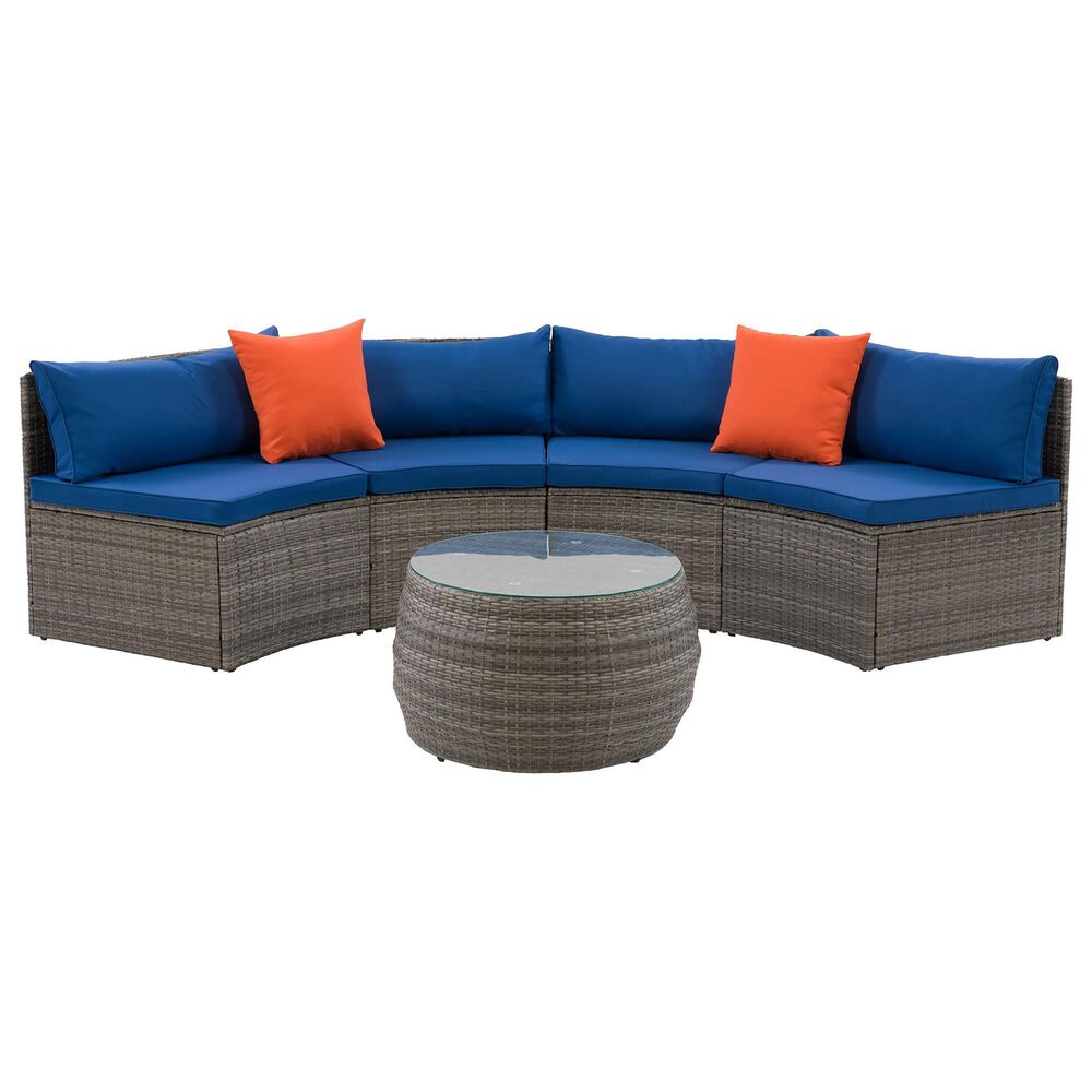 CorLiving Parksville 3-Piece Patio Sectional Set in Blended Grey and Oxford Blue, , large