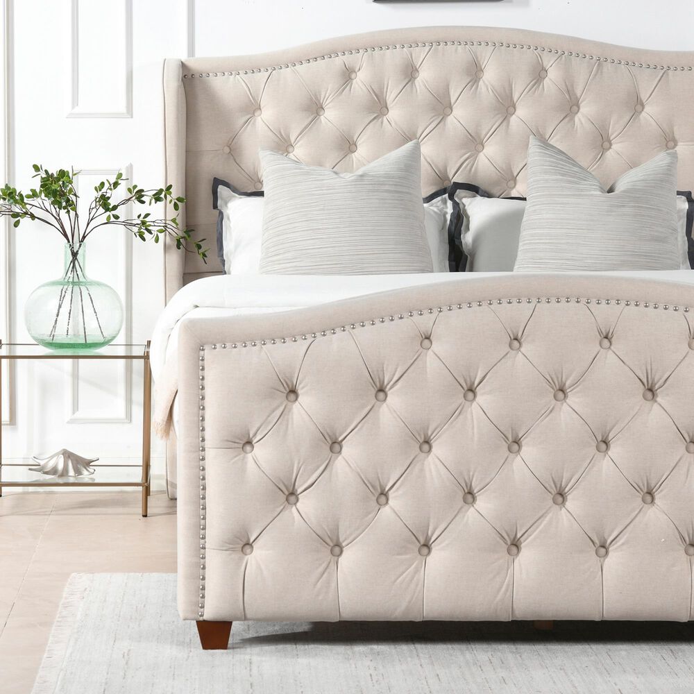 Jennifer Taylor Home Marcella Queen Upholstered Bed in Sky Neutral NFM