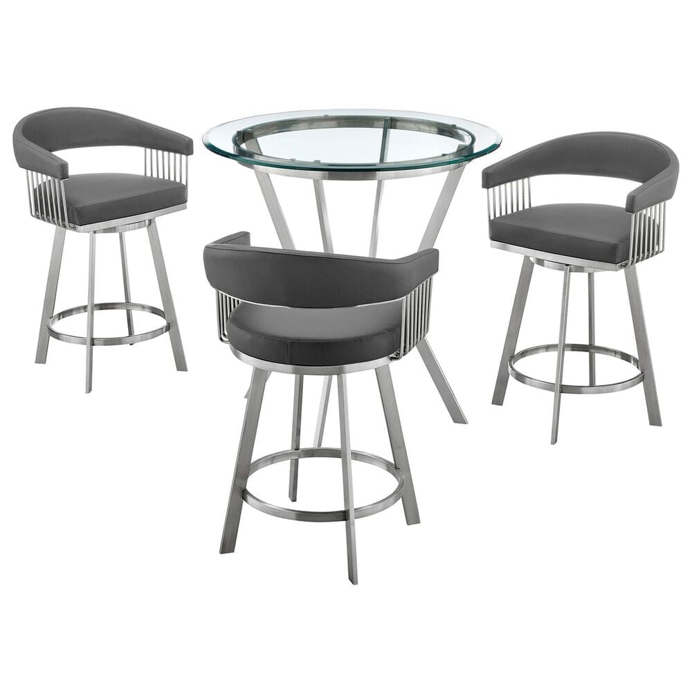 Blue River Naomi and Chelsea 4-Piece Counter Height Dining Set in Stainless Steel, , large