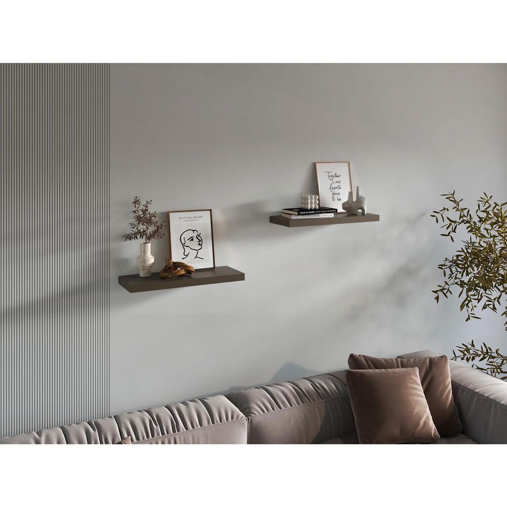 Hearth and Haven 32" Floating Wall Shelf in Olive (Set of 2), , large
