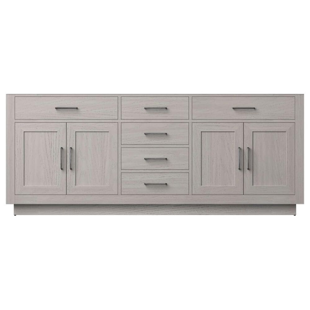 Lexora Home Abbey 80&quot; Double Bathroom Vanity in White Oak with 2 cm White Cultured Marble Top, Rectangular Sinks and 30&quot; Mirrors, , large