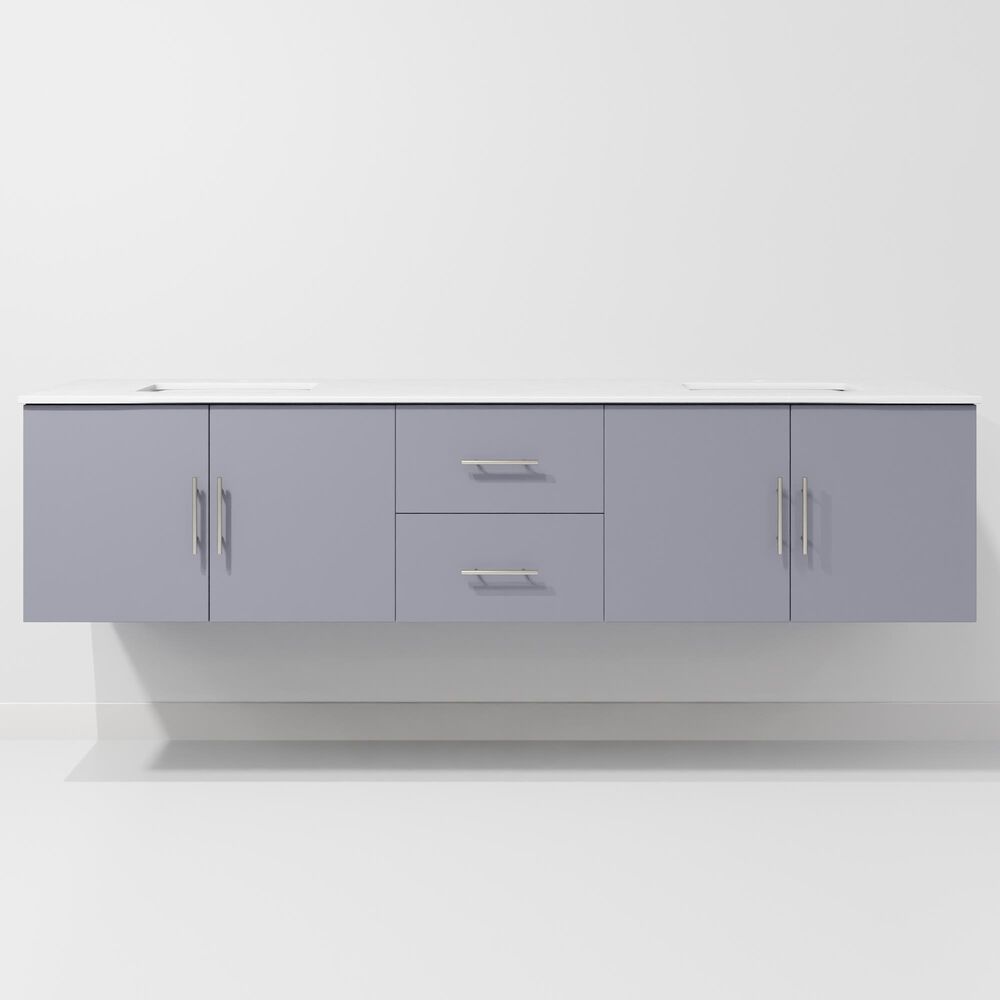 Lexora Home Geneva 80" Double Bathroom Vanity in Dark Grey with 2 cm White Quartz Top and Rectangular Sinks, , large