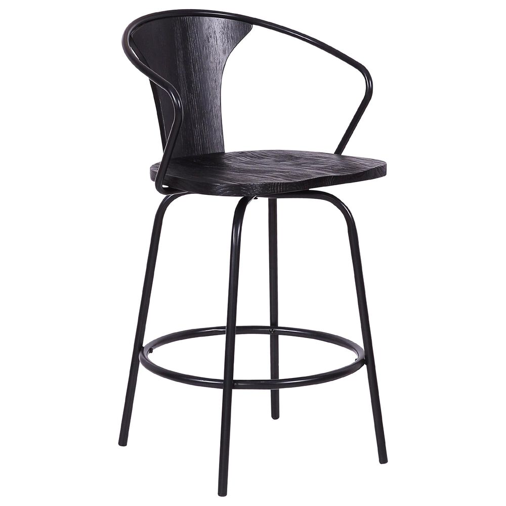 Blue River Payton 30" Swivel Barstool in Black, , large