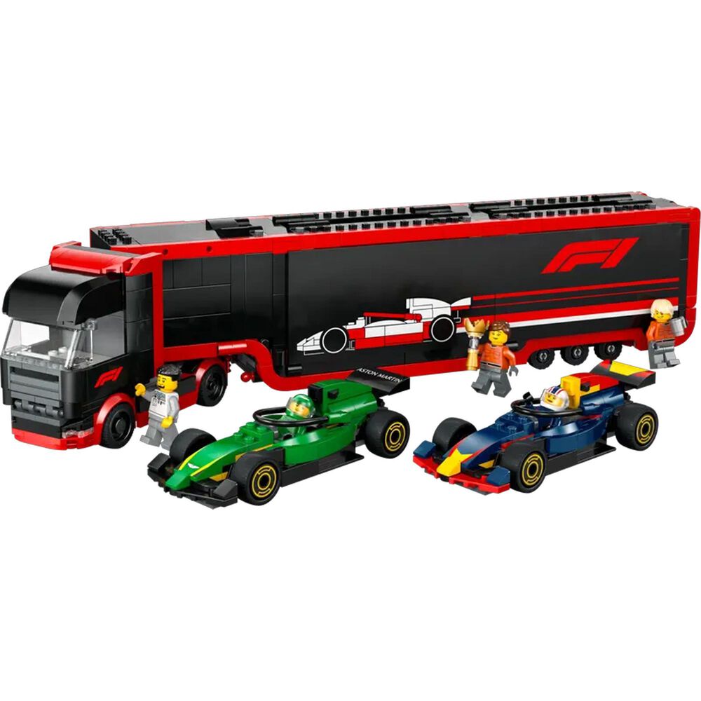 LEGO City F1 Truck with RB20 &amp; AMR24 F1 Cars, , large
