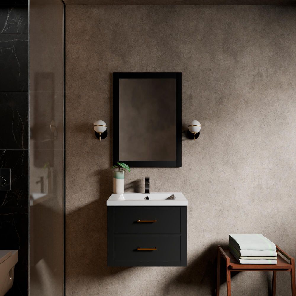 Lexora Home Castor 24" Single Bathroom Vanity in Black with White Acrylic Top and Rectangular Sink, , large