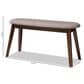 Baxton Studio Easton Bench with Light Grey Cushion in Walnut Brown, , large