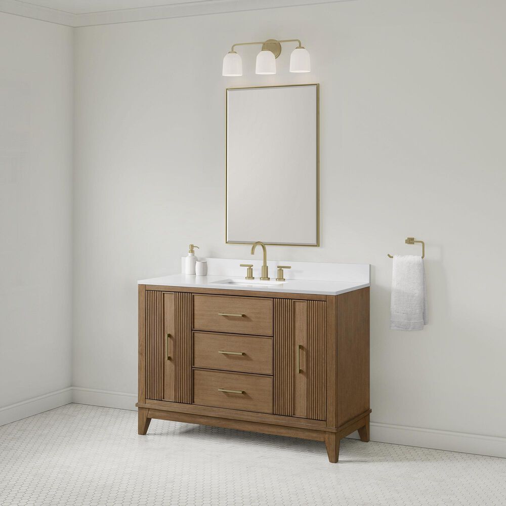37B Fenwick 48" Single Bathroom Vanity in Kona with Glossy White Composite Stone Top and Backsplash, , large