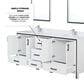 Lexora Home Ziva 80" Double Bathroom Vanity in White with 2 cm White Cultured Marble Top and Rectangular Sinks, , large