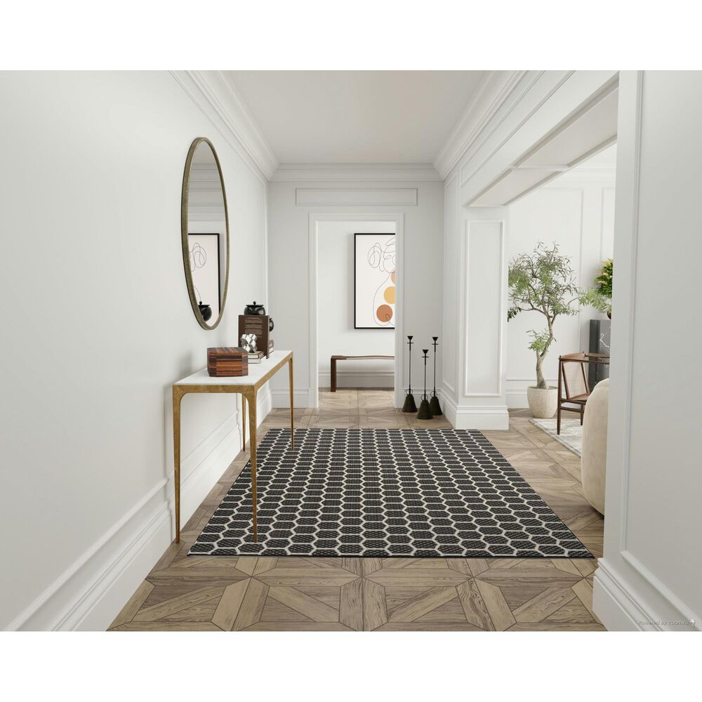 Nourison Twist Reversible 6&#39; x 9&#39; Black Indoor/Outdoor Area Rug, , large