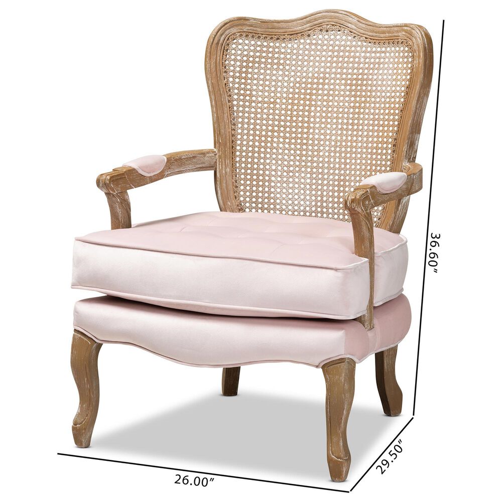 Baxton Studio Vallea Arm Chair in Light Pink, , large