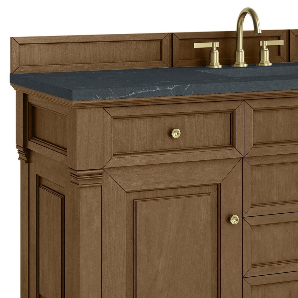 James Martin Vanities Brookfield 60&quot; Single Bathroom Vanity in Honey Oak with 3 cm Charcoal Soapstone Quartz Top and Rectangular Sink, , large