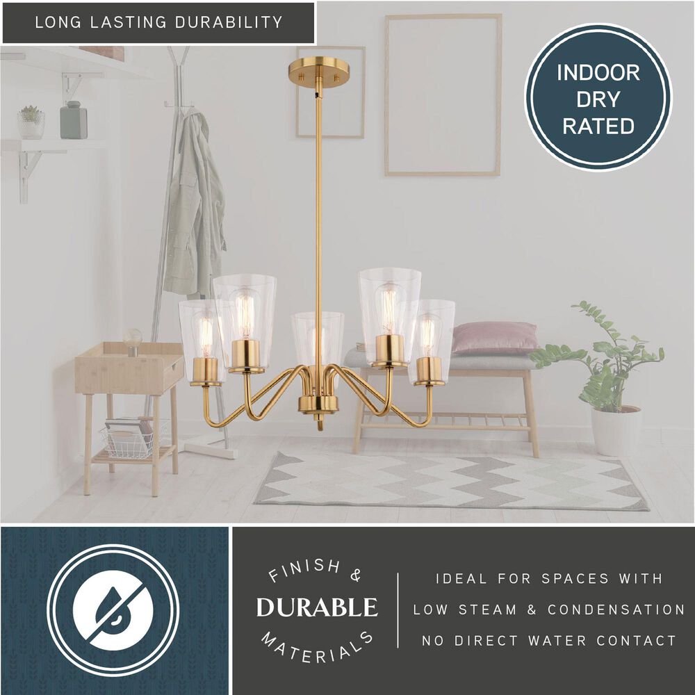 Vaxcel Beverly 5-Light Chandelier in Muted Brass, , large