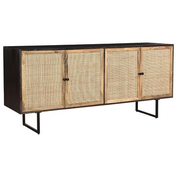 Shell Island Furniture 4-Door Rattan Sideboard Credenza in Tan and Black, , large