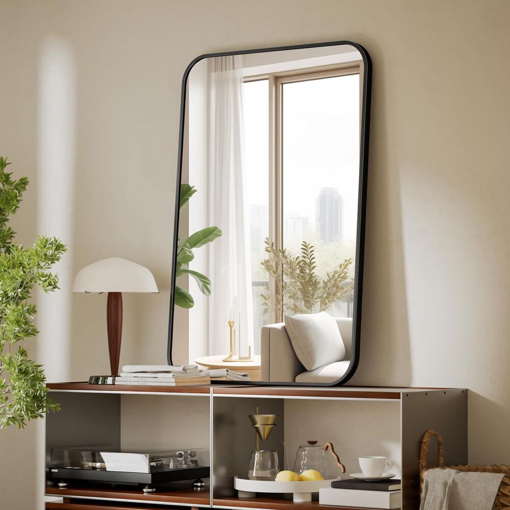HOMLUX 24" x 36" Rectangular Wall Mirror in Black, , large